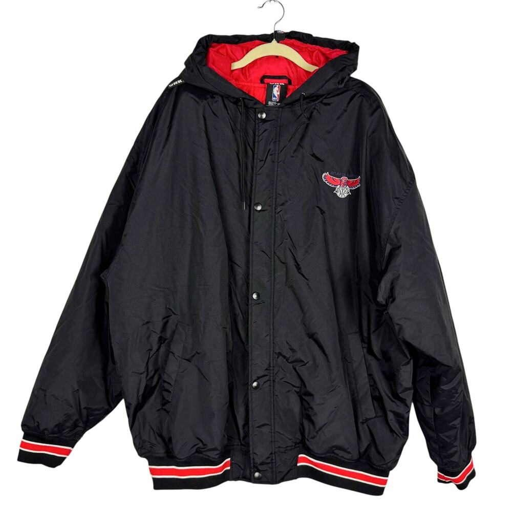 UNK NBA Atlanta Hawks Quilted Hooded Varsity Puffer Jacket Sz 2XL Embroidered